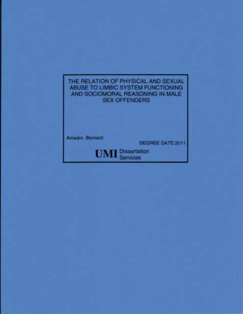 The Relation of Physical and Sexual Abuse to Limbic System Functioning and Sociomoral Reasoning in Male Sex Offenders